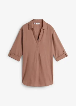 Damen bonprix Blusen & Tuniken|Bekleidung·Jacken & Mäntel|Leinen-Bluse, 3/4-Arm