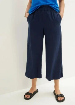 Outlet Leinen-Culotte, wadenlang Damen Hosen|Bekleidung·Kleider