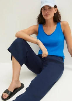 Outlet Leinen-Culotte, wadenlang Damen Hosen|Bekleidung·Kleider