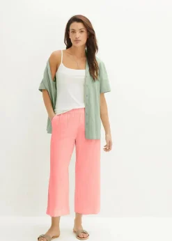 Outlet Leinen-Culotte, wadenlang Damen Hosen|Bekleidung·Kleider