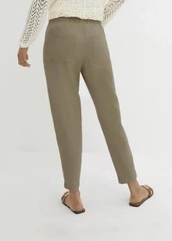 Damen bonprix Bekleidung·Kleider|Hosen|Leinenhose mit seitlichem Spitzeneinsatz, knöchelfrei
