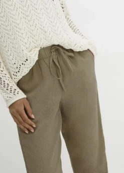 Damen bonprix Bekleidung·Kleider|Hosen|Leinenhose mit seitlichem Spitzeneinsatz, knöchelfrei