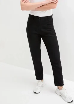 New Leinenhose mit Taschendetails und Knöpfen am Saum Damen Bekleidung·Kleider|Hosen