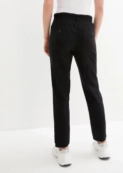 New Leinenhose mit Taschendetails und Knöpfen am Saum Damen Bekleidung·Kleider|Hosen