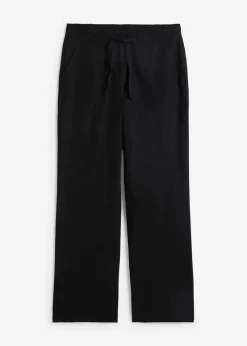 Damen bonprix Kurzgrößen|Bekleidung·Kleider|Leinen-Hose mit weitem Bein