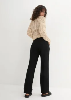 Damen bonprix Kurzgrößen|Bekleidung·Kleider|Leinen-Hose mit weitem Bein