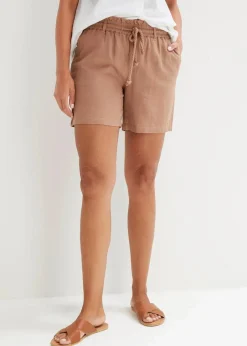 Damen bonprix Bekleidung·Outdoorbekleidung|Bekleidung·Kleider|Leinen-Paperbag-Shorts