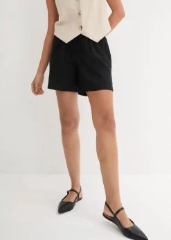 Outlet Leinen-Paperbag-Shorts Damen Hosen|Shorts