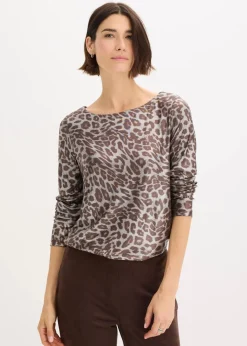 Damen bonprix Shirts & Tops|Leo-Shirt mit Glanzdruck