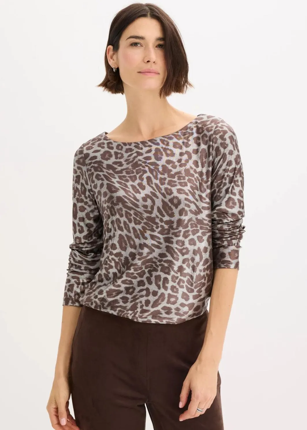 Damen bonprix Shirts & Tops|Leo-Shirt mit Glanzdruck