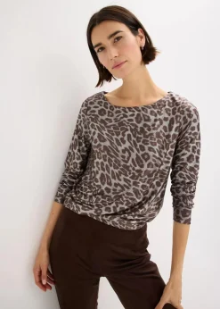 Damen bonprix Shirts & Tops|Leo-Shirt mit Glanzdruck