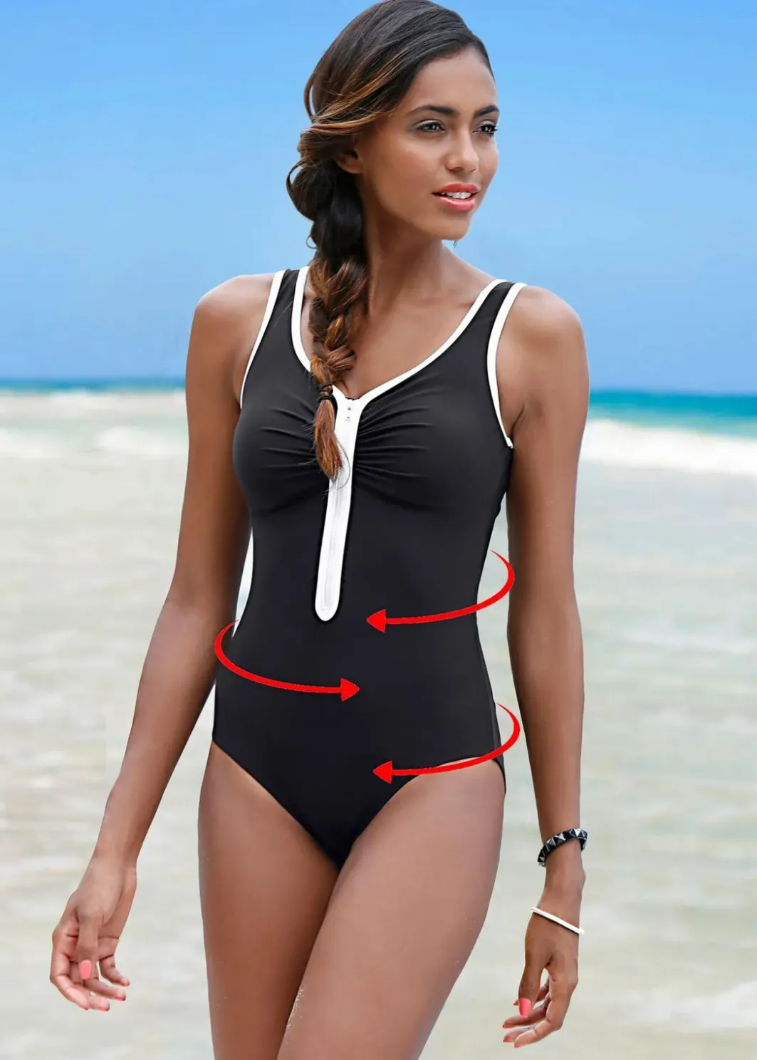 Damen bonprix Nachhaltigere Materialien|Bademode·Badeanzüge|Light Shape Badeanzug mit Reißverschluss