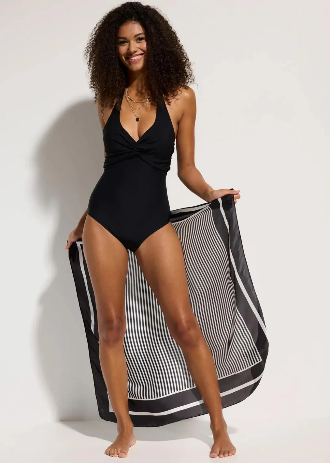 Online Light Shape-Badeanzug mit Neckholder-Trägern Damen Nachhaltigere Materialien|Shapewear
