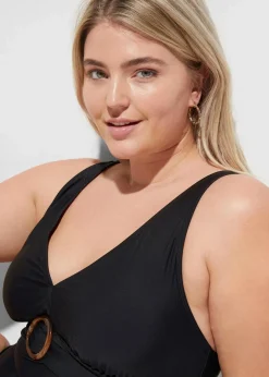 Damen bonprix Nachhaltigere Materialien|Shapewear|Light Shape-Badeanzug mit V-Ausschnitt