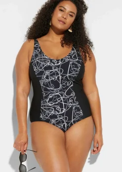 Damen bonprix Nachhaltigere Materialien|Shapewear|Light Shape-Badeanzug mit V-Ausschnitt