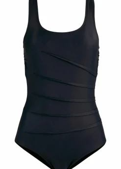Damen bonprix Nachhaltigere Materialien|Shapewear|Light Shape-Badeanzug mit Zierfalten
