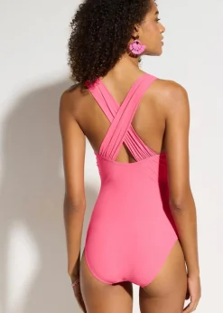 Damen bonprix Nachhaltigere Materialien|Shapewear|Light Shape-Badeanzug mit gekreuzten Trägern