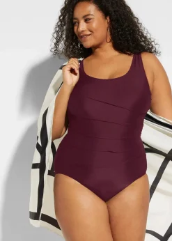 Damen bonprix Nachhaltigere Materialien|Bademode·Badeanzüge|Light Shape-Badeanzug mit Zierfalten