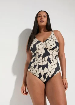 Damen bonprix Nachhaltigere Materialien|Shapewear|Light Shape-Badeanzug mit V-Ausschnitt