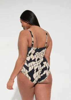 Damen bonprix Nachhaltigere Materialien|Shapewear|Light Shape-Badeanzug mit V-Ausschnitt
