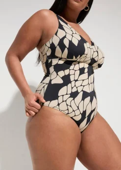 Damen bonprix Nachhaltigere Materialien|Shapewear|Light Shape-Badeanzug mit V-Ausschnitt
