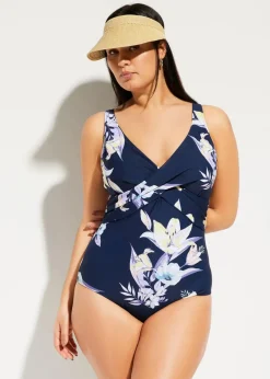 Damen bonprix Nachhaltigere Materialien|Shapewear|Light Shape-Badeanzug mit Wickel-Optik