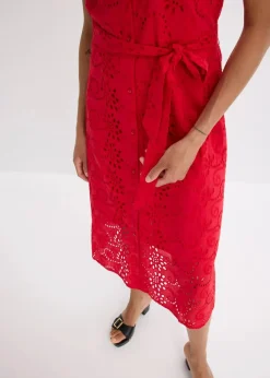 Discount Lochstickerei-Blusenkleid aus reiner Baumwolle Damen Kleider