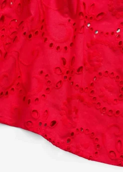 Discount Lochstickerei-Blusenkleid aus reiner Baumwolle Damen Kleider