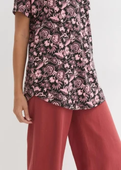 Damen bonprix Shirts & Tops|Nachhaltigere Materialien|Locker geschnittenes Shirt aus Flammgarn mit abgerundetem Saum aus Bio-Baumwolle