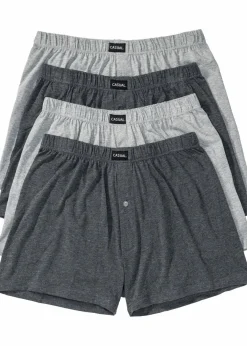 Herren bonprix Große Größen|Wäsche|Lockere Jersey Boxershorts mit weicher Baumwolle (4er Pack)