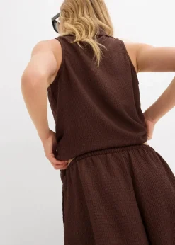 Damen bonprix Hosen|Shorts|Lockere Schlupf-Shorts aus strukturiertem Crêpe