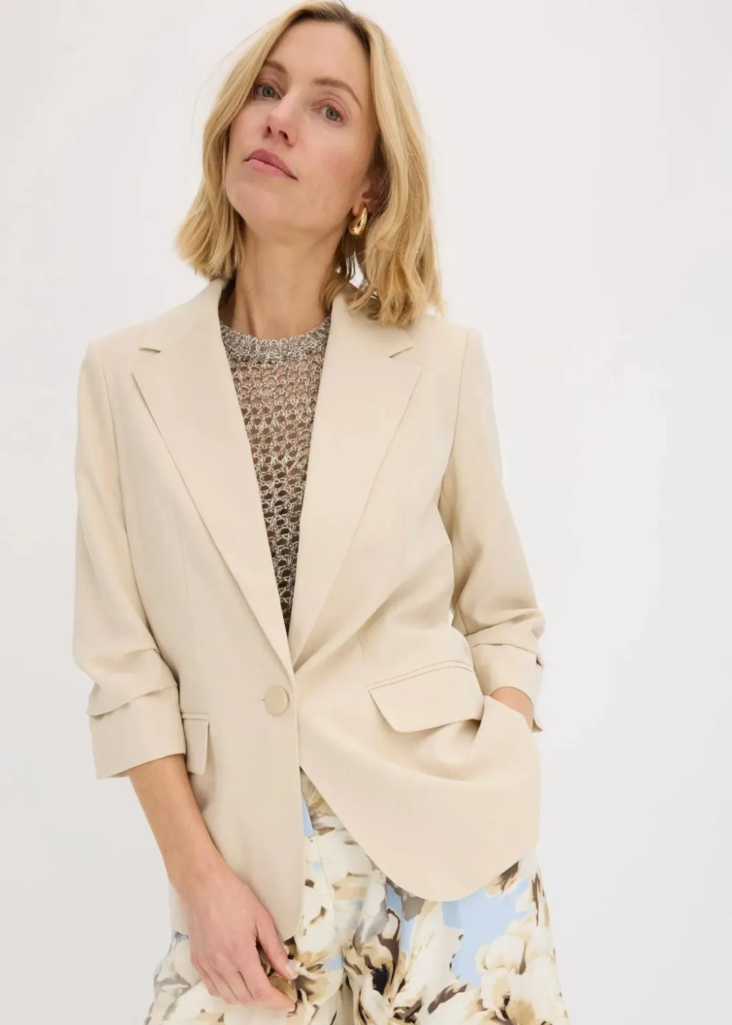 Damen bonprix Blazer|Bekleidung·Basics|Lockerer 3/4-Arm-Blazer aus Viskose