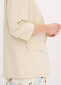 Damen bonprix Blazer|Bekleidung·Basics|Lockerer 3/4-Arm-Blazer aus Viskose