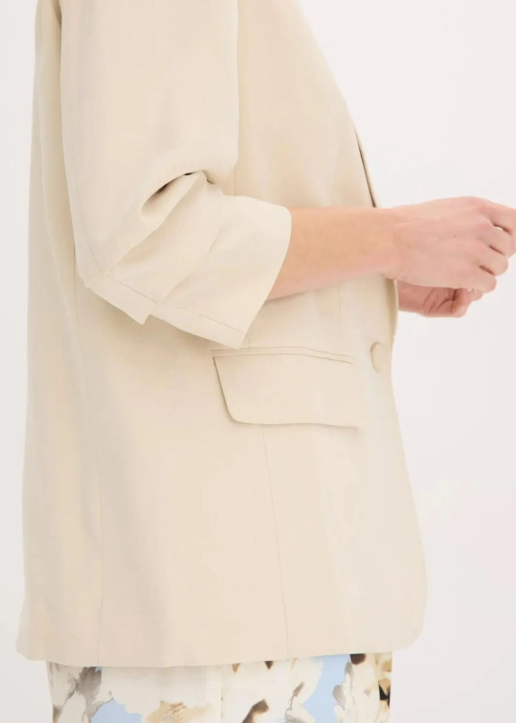 Damen bonprix Blazer|Bekleidung·Basics|Lockerer 3/4-Arm-Blazer aus Viskose