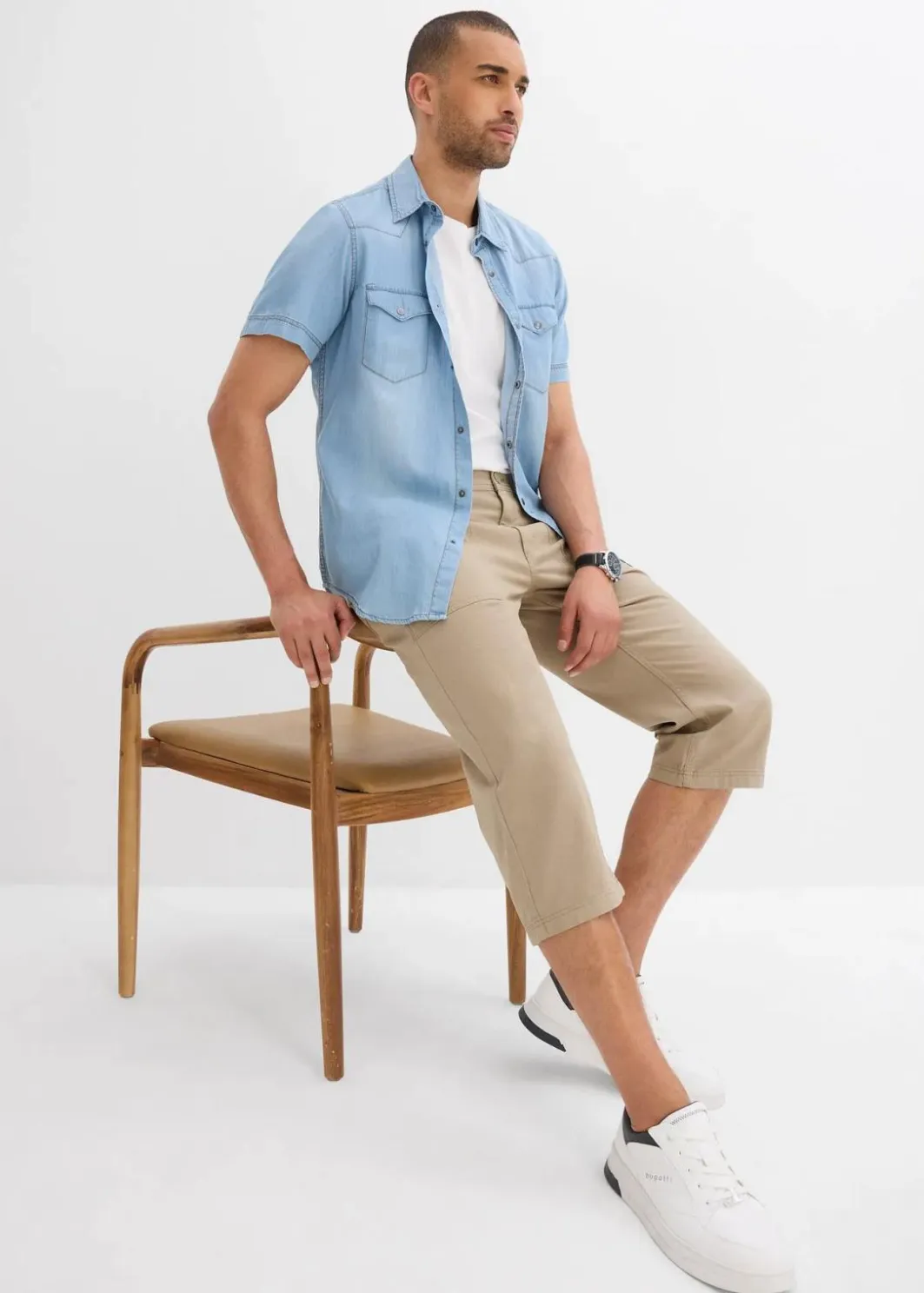 Herren bonprix Große Größen|Shorts|Long-Bermuda aus reiner Baumwolle Regular Fit