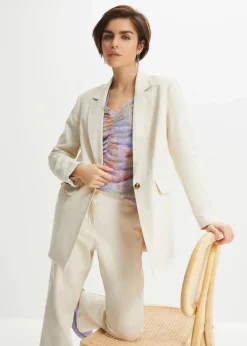 Damen bonprix Bekleidung·Basics|Blazer|Longblazer aus Leinen-Viskose-Mix