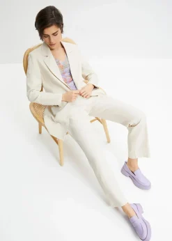 Damen bonprix Bekleidung·Basics|Blazer|Longblazer aus Leinen-Viskose-Mix
