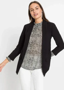 Damen bonprix Bekleidung·Basics|Nachhaltigere Materialien|Longblazer aus Viskose-Mix