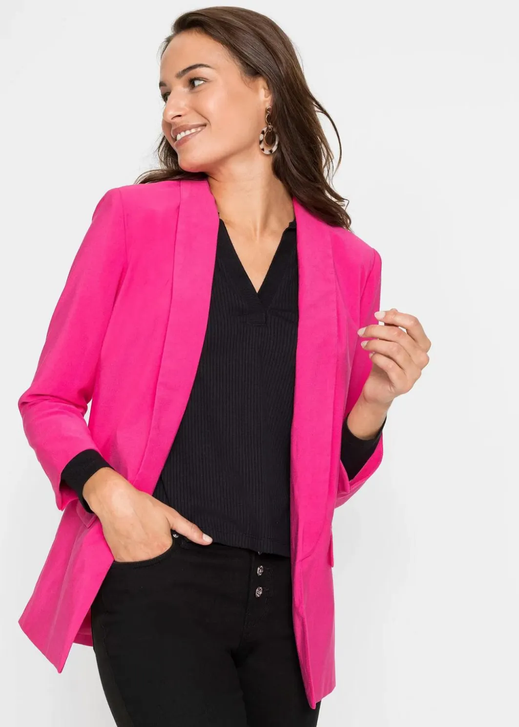 Damen bonprix Blazer|Nachhaltigere Materialien|Longblazer aus Viskose-Mix