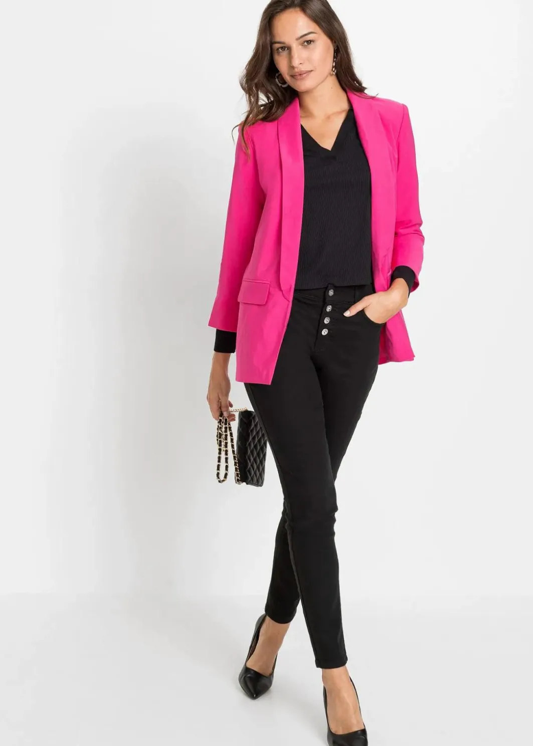Damen bonprix Blazer|Nachhaltigere Materialien|Longblazer aus Viskose-Mix
