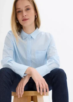 Damen bonprix Blusen & Tuniken|Bekleidung·Jacken & Mäntel|Longbluse aus reiner Baumwolle