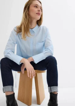 Damen bonprix Blusen & Tuniken|Bekleidung·Jacken & Mäntel|Longbluse aus reiner Baumwolle