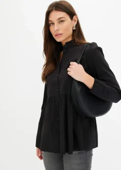 Damen bonprix Blusen & Tuniken|Bekleidung·Jacken & Mäntel|Longbluse aus Baumwoll-Mix