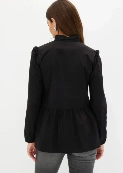 Damen bonprix Blusen & Tuniken|Bekleidung·Jacken & Mäntel|Longbluse aus Baumwoll-Mix