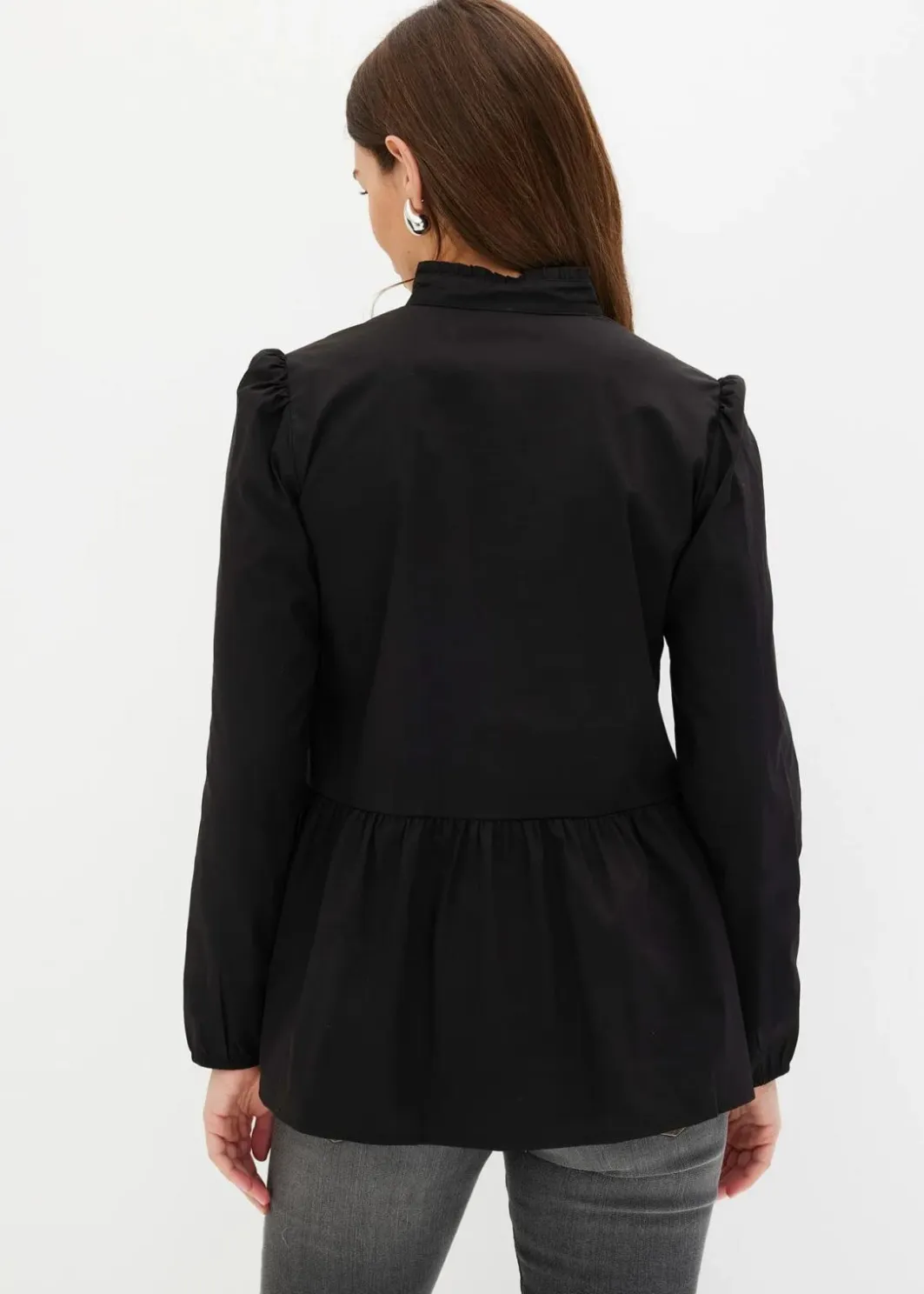Damen bonprix Blusen & Tuniken|Bekleidung·Jacken & Mäntel|Longbluse aus Baumwoll-Mix