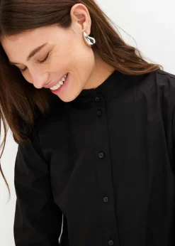 Damen bonprix Blusen & Tuniken|Bekleidung·Jacken & Mäntel|Longbluse aus Baumwoll-Mix