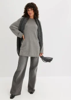 New Long-Feinstrickpullover mit Seitenschlitzen aus Viskose-Mix Damen Bekleidung·Umstandsmode|Strickmode