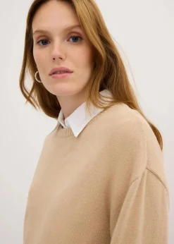 Damen bonprix Pullover & Strickjacken|Bekleidung·Jeans|Long-Feinstrickpullover mit Seitenschlitzen aus Viskose-Mix