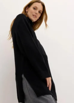 Best Long-Feinstrickpullover mit Seitenschlitzen aus Viskose-Mix Damen Bekleidung·Umstandsmode|Strickmode