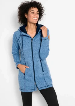 Damen bonprix Jacken & Mäntel|Sweat|Long-Fleecejacke mit Kapuze